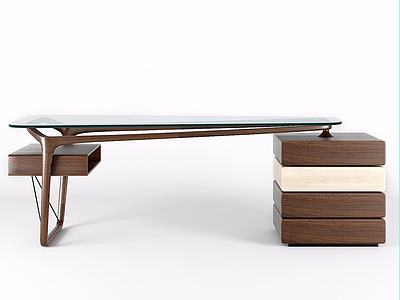 书桌实木办公桌3d模型3d模型