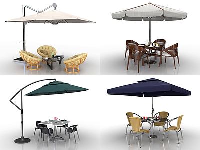 现代户外遮阳伞桌椅组合3d模型3d模型
