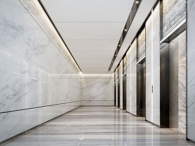 现代电梯走廊过道3d模型3d模型