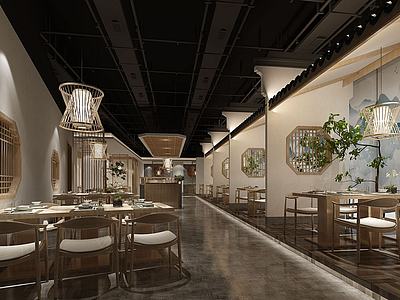 新中式餐厅3d模型3d模型