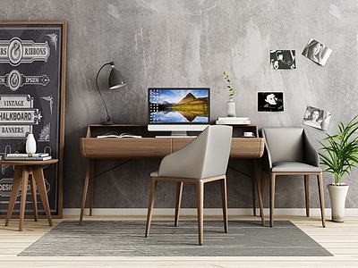 现代书桌椅组合3d模型3d模型