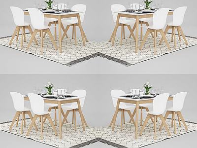 现代餐桌椅组合3d模型3d模型
