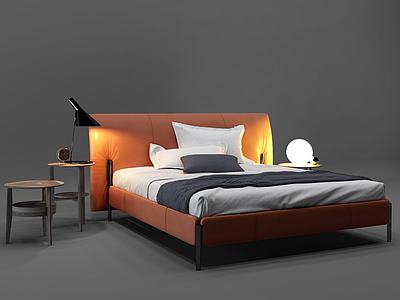 现代双人床床头柜3d模型3d模型