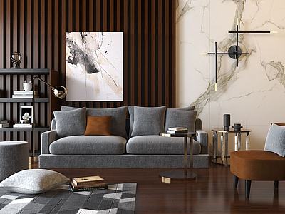现代轻奢沙发茶几组合3d模型3d模型