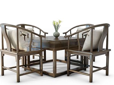中式餐桌圈椅3d模型3d模型