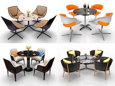 现代圆形洽谈餐桌椅组合3d模型3d模型