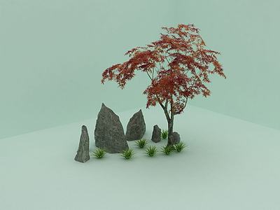 石头，树3d模型3d模型
