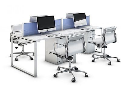 现代办公桌工位3d模型3d模型