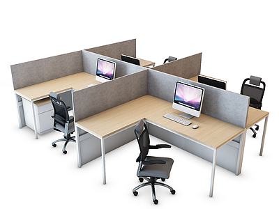 常规现代办公桌工位3d模型3d模型