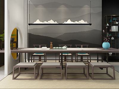新中式茶室茶桌椅3d模型3d模型