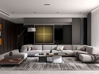 现代客厅沙发茶几3d模型3d模型