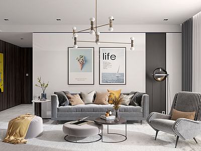 现代客厅沙发3d模型3d模型