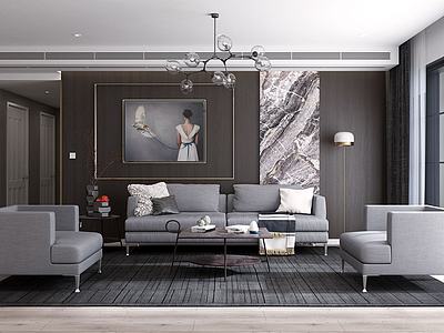 现代客厅沙发茶几3d模型3d模型
