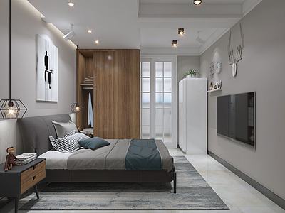 单间卧室3d模型3d模型