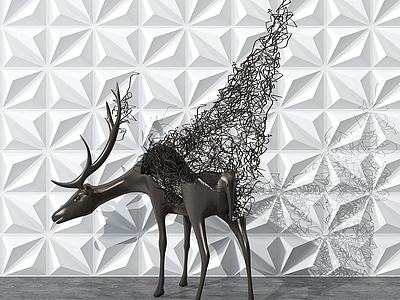 现代铁艺鹿雕塑摆件3d模型3d模型