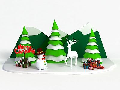 圣诞节商场展示3d模型3d模型