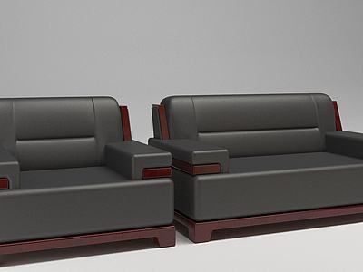 皮沙发组合3d模型3d模型