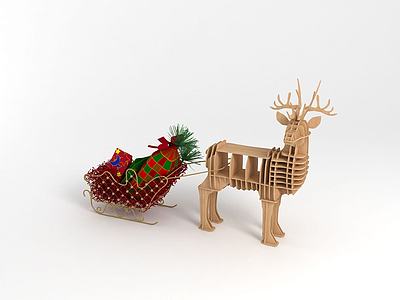 圣诞木质麋鹿3d模型3d模型