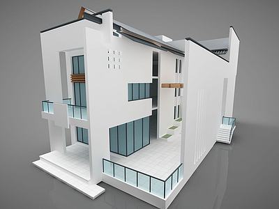 现代别墅风格3d模型3d模型