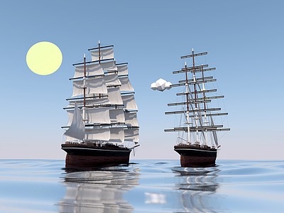 C4D帆船模型