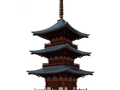 中式古建塔楼佛塔3d模型3d模型
