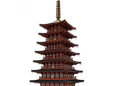 中式古建塔楼舍利佛塔3d模型3d模型