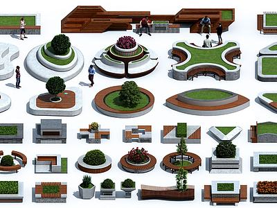 现代户外异形树池花坛3d模型3d模型