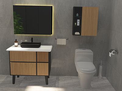 北欧现代简约实木浴室柜3d模型3d模型