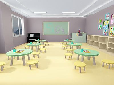 幼儿园小班教室3d模型