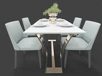 现代多人餐桌椅3d模型3d模型