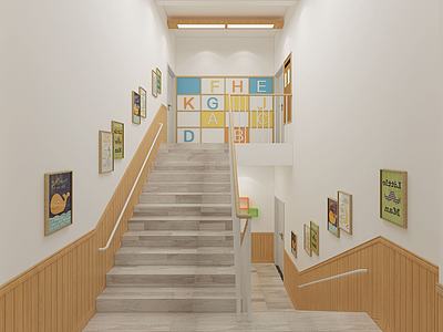 幼儿园楼梯间3d模型3d模型