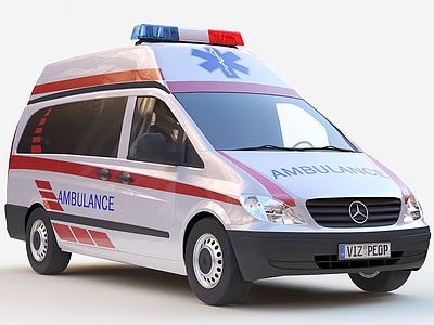 C4D现代急救车救护车模型