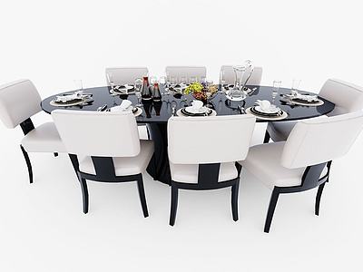 中式圆形餐桌椅3d模型3d模型