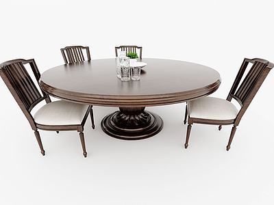 欧式圆形餐桌椅3d模型3d模型