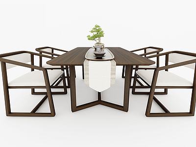 新中式餐桌椅3d模型3d模型