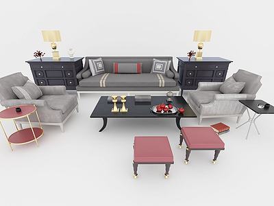 现代沙发茶几组合3d模型3d模型