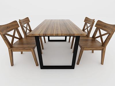 实木餐桌椅3d模型3d模型