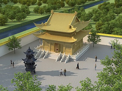 寺庙鸟瞰3d模型3d模型