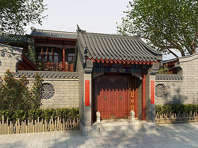 中式古建大门3d模型3d模型