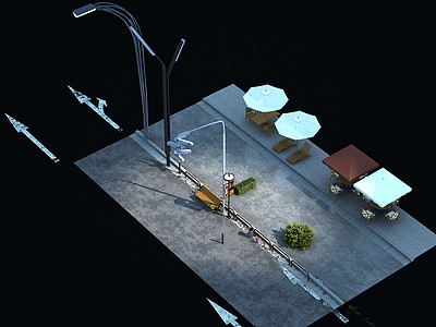 户外道路设施3d模型3d模型