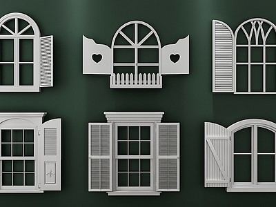田园地中海窗户组合3d模型3d模型