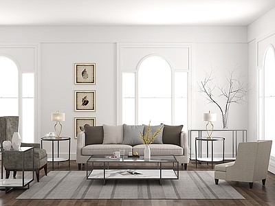 美式客厅双人沙发3d模型3d模型