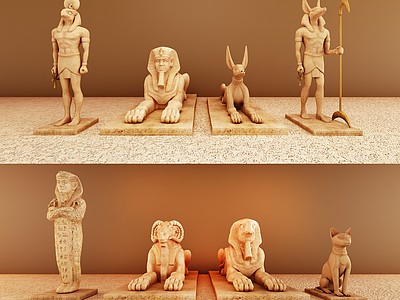 古埃及狮身人面雕塑摆件3d模型3d模型