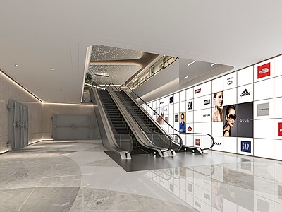 现代商业电梯厅3d模型3d模型
