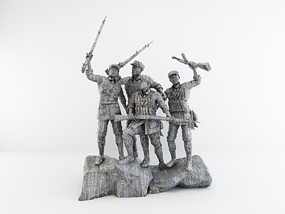 红军革命石雕塑装饰摆件3d模型3d模型