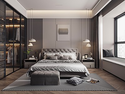 现代卧室3d模型3d模型