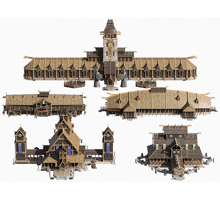 3d北欧古代木头建筑木房子模型 北欧古代木头建筑木房子3d模型下载 3d北欧古代木头建筑木房子模型免费下载