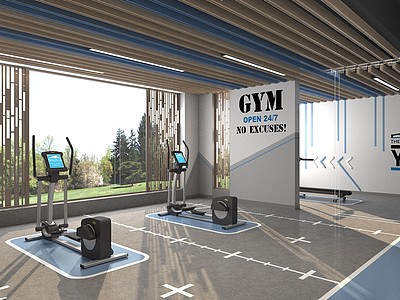 现代健身房3d模型