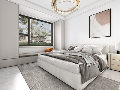 现代卧室大床3d模型3d模型