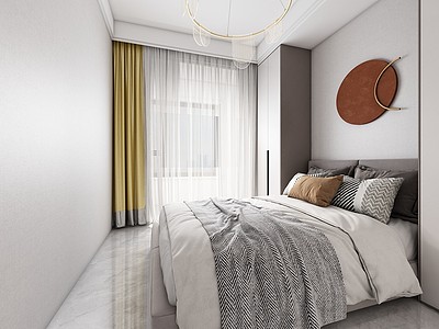 现代卧室大床3d模型3d模型